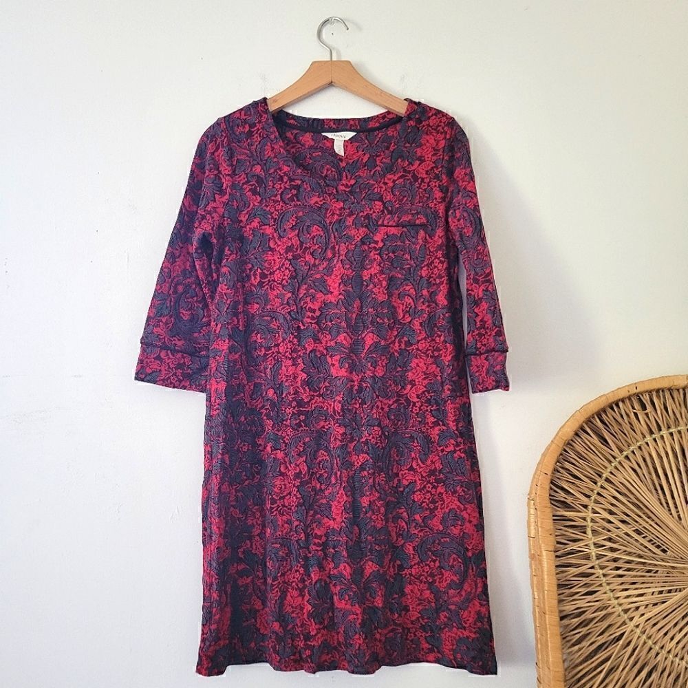 Soma Black and Red Sleep Dress/Nightgown Medium Cotton Modal Blend